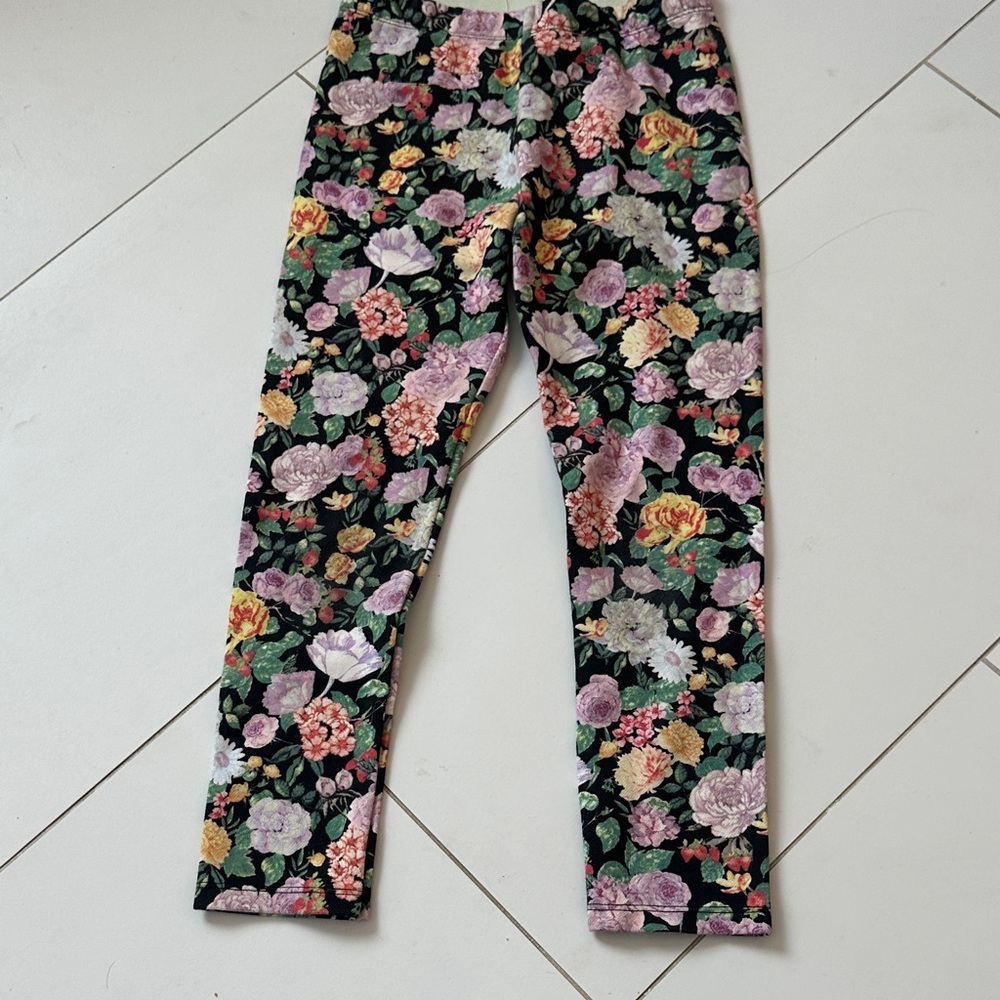 Zara Floral Kids Leggings 8 black